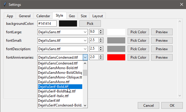 Settings GUI